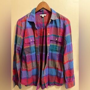 L.L. Bean Signature Plaid Shirt in Red and Purple